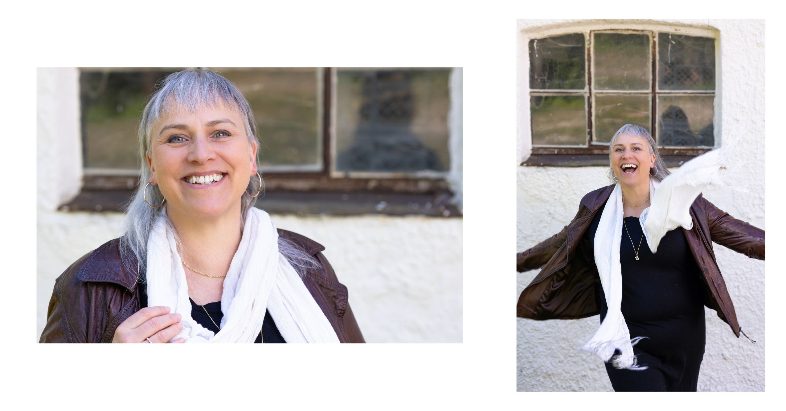 „Personal Branding Shooting am Ammersee bei München: Unternehmerin zeigt Präsenz und Leichtigkeit – dynamische Businessfotos mit Bewegung und Lachen.“