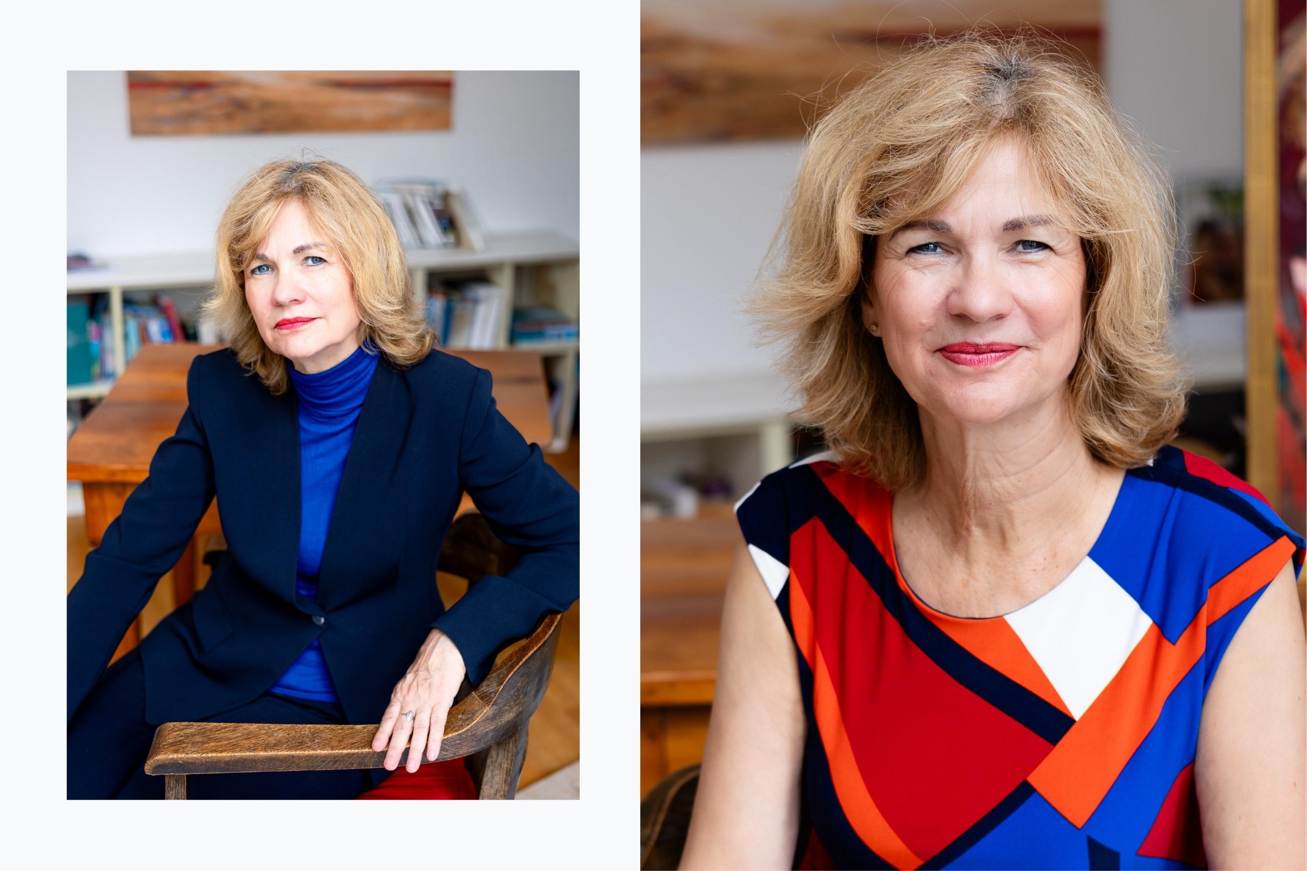 „Natürliches Businessportrait einer Unternehmerin bei einem Personal Branding Shooting zuhause“